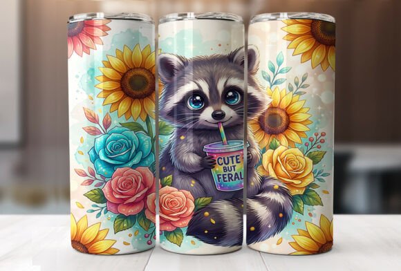 Cute but Feral Raccoon Tumbler Wrap PNG Review