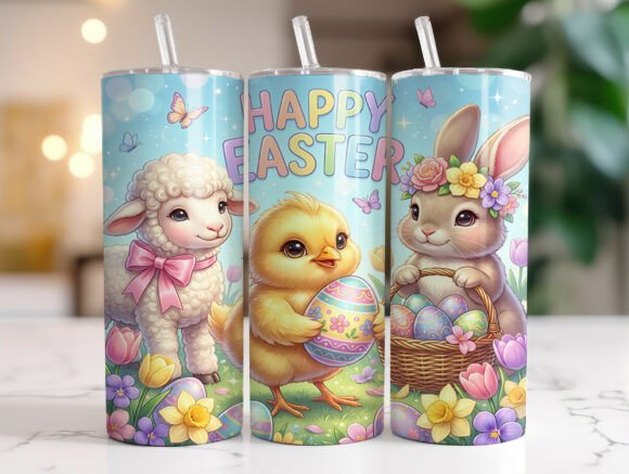 Easter Bunny Chick Lamb Floral Tumbler Review