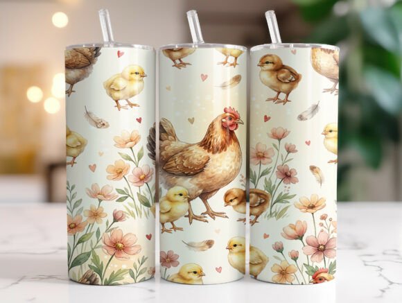 Farm Chicken Chicks Floral 20oz Tumbler Review