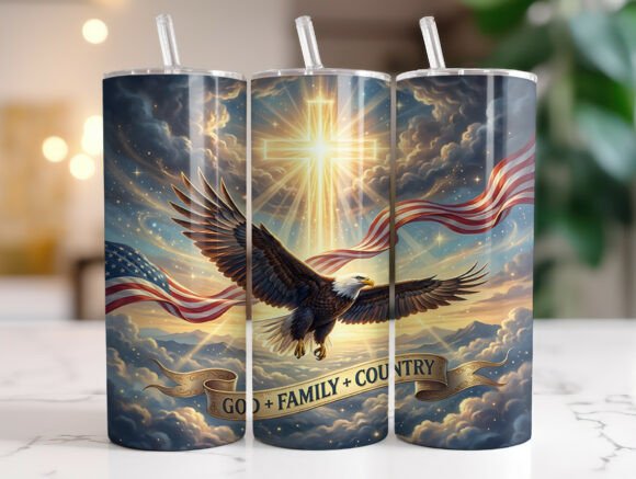 Patriotic Eagle Cross USA Flag Tumbler Design Review