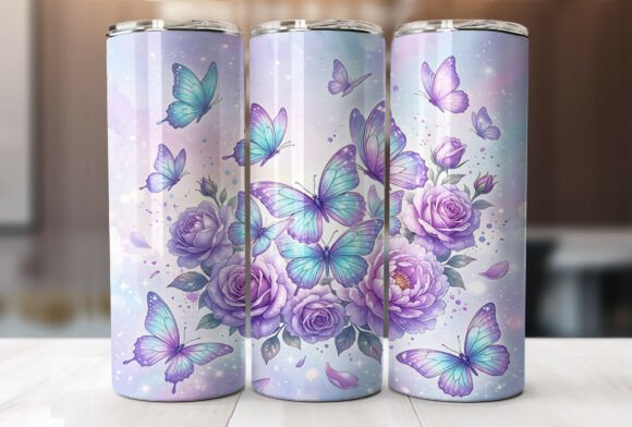 Purple Butterfly Rose 20oz Tumbler Wrap Design Review