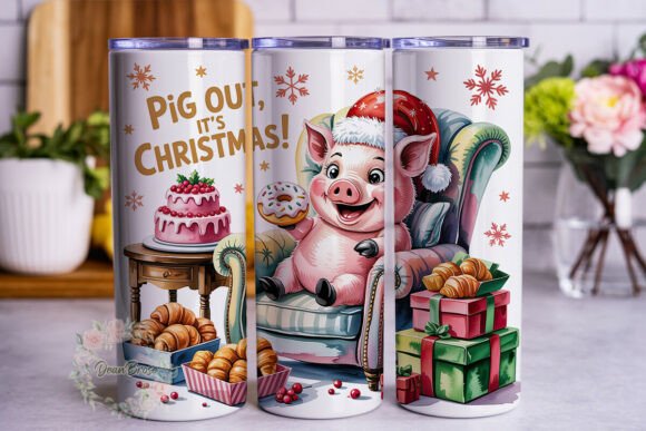 Review: Christmas Pig Donut 20oz Tumbler Wrap Design
