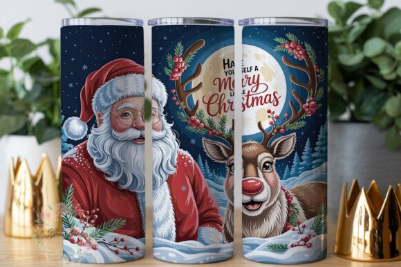 Review: Christmas Santa Reindeer Moon Tumbler Design