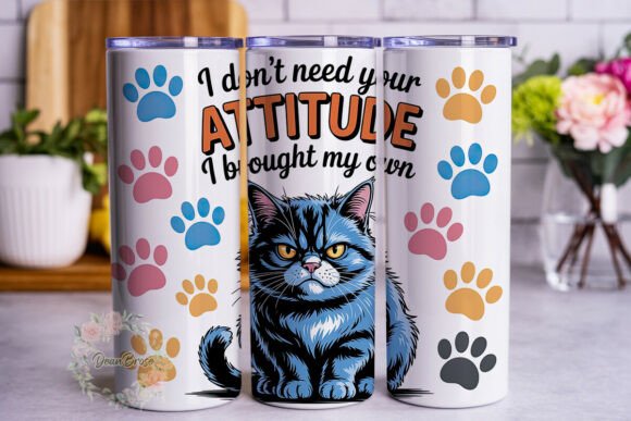Review: Grumpy Blue Cat Attitude 20oz Tumbler Design