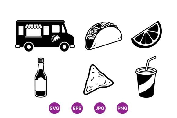 Taco Food Truck SVG Icons: A Designer's Review for Embroidery
