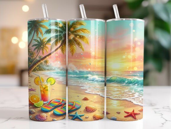 Tropical Beach Sunset Palm 20oz Tumbler Design Review